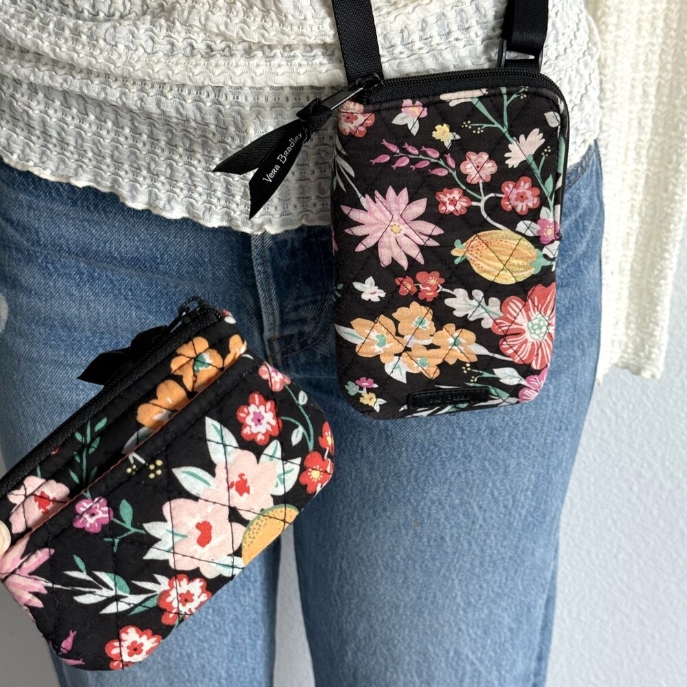 Vera Bradley Tangerine Twist Floral Crossbody Phone Bag Mini Purse With Wallet